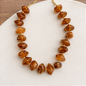 Colar Boho Pedras Orgânicas - Âmbar