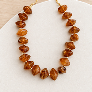 Colar Boho Pedras Orgânicas - Âmbar
