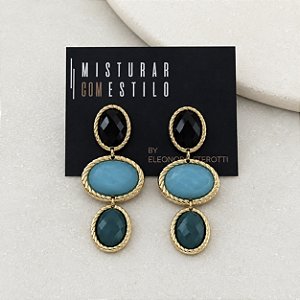 Brinco Trançado Triplo - Turquesa - Orla