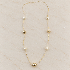 Colar de Esferas - Pérola e Dourado - Andes