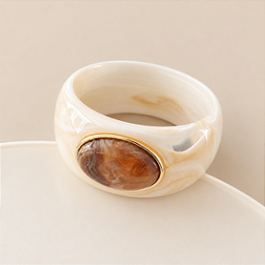 Bracelete Petra de Resina - Marfim com Âmbar