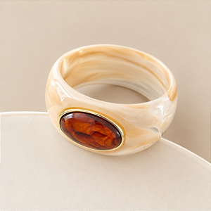 Bracelete Petra de Resina - Nude com Tartaruga