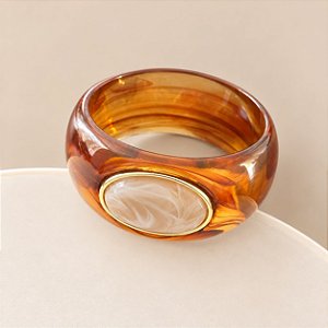 Bracelete Petra de Resina - Tartaruga com Nude