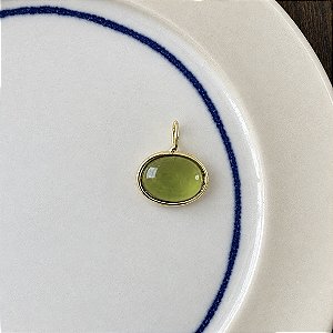 Pingente Oval de Resina - Verde Semi-Transparente