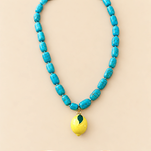 Colar Cilindro com Limão-Siciliano - Boho