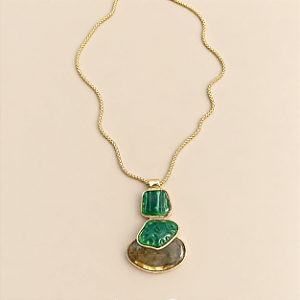 Colar Pedras Resina Max - Verde - Andes