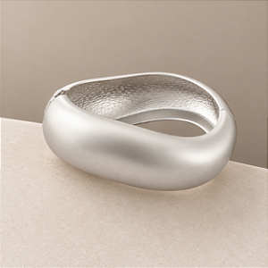 Bracelete Orgânico Fino - Fosco - Ródio