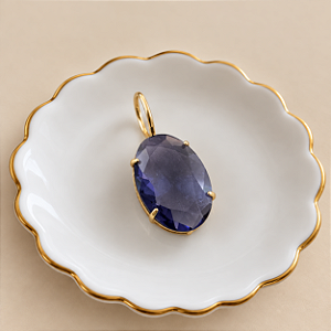 Pingente Cristal Oval - GG - Safira