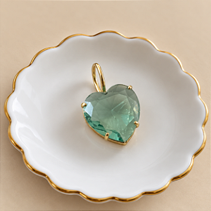 Pingente Cristal Coração - GG - Verde Água