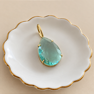 Pingente Cristal Gota - GG - Verde Água