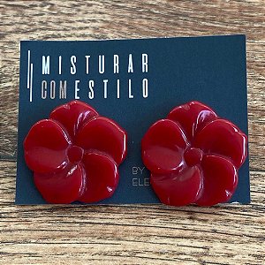 Brinco Flor de Resina Pequena - Vermelho