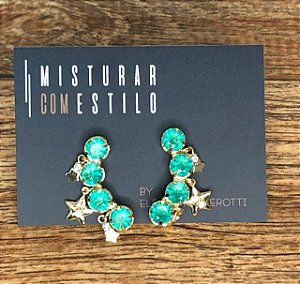 Brinco Ear Cuff - Paraiba Verde com Estrelas - Dourado