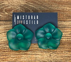 Brinco Flor de Resina - Fosco - Verde