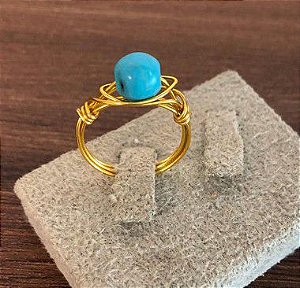 Anel Fio com Bola Turquesa