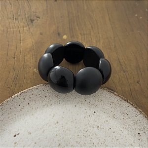 Bracelete de Bolas de Resina - Preto/Preto fosco