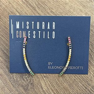 Brinco Ear Cuff Line - Cravejado - Dourado