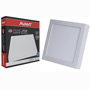 Painel Led Plafon 18w Quadrado Sobrepor Branco 6500k Avant