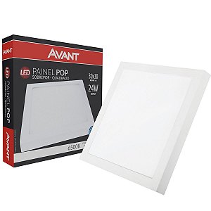 Painel Led Plafon 24w Quadrado Sobrepor Branco 6500k Avant
