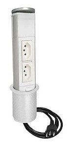 Torre Tomada Bancada Embutir Retrátil 2 Tomadas 10a Branco