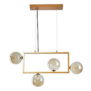 Luminaria Pendente Modular Jabuticaba G9 Dourado c\ Ambar