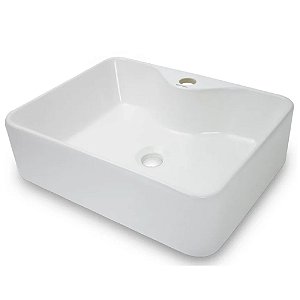 Pia Banheiro Cuba Sobrepor Louça Cerâmica Quadrada 48cm