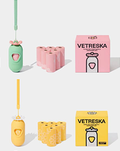 VETRESKA Daisy Pet Poop Bags & Dispenser Set (1 Dispenser + 7 Rolls)