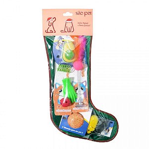 Meia de Natal Pet com Brinquedos e Petiscos
