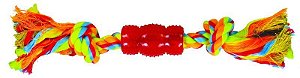 Mordedor Corda Rubber Bone Color para Cães