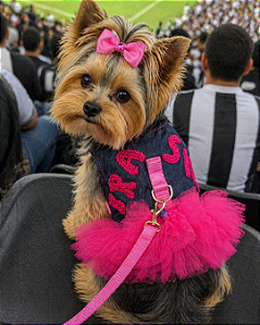 Peitoral Jeans Brasil Pink para Cães Estilo e Conforto