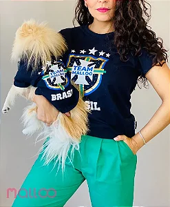 Baby Look tal mãe e tal pet Brasil Verde ou Azul