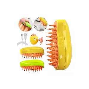 Escova Massageadora Vapor 3 em 1 para Cães e Gatos