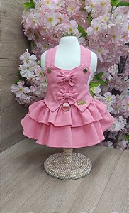 Jardineira Rosa Dudog para Cães
