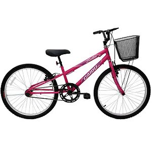 Bicicleta Aro 24 Cairu Bella Freio V-Brake com Cestinha em Aço Carbono - Rosa/Pink