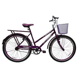 Bicicleta Aro 26 Cairu Personal Genova Freio V-Brake com Cestinha - Roxo