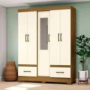 Roupeiro 05 Portas 02 Gavetas Nature/Off White