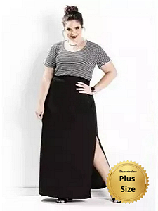 Saia Longa Abertura Lateral Plus Size Do 48 ao 54