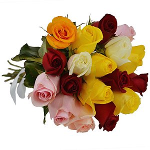 Buquê 18 rosas coloridas