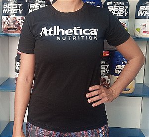 Camiseta Feminina de algodão da Atlhetica Nutrition - Preta