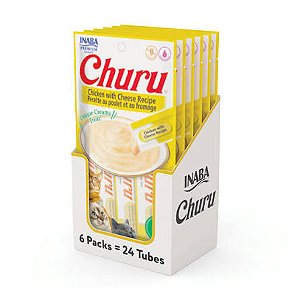 Churu Frango com Queijo para Gatos Caixa com 24 Tubos de 14g (6 Sachês)
