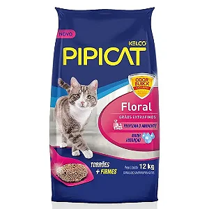 Pipicat Floral 12kg – Areia Higiênica Perfumada para Gatos com Controle de Odores