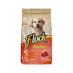 Flock Adultos Carne 15kg – Ração para Cães