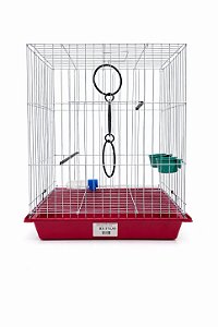 Gaiola Brasil Vermelha Epóxi – 40 × 27 × 51cm
