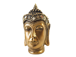 Estatueta Cabeça de Buda Tibetano Dourada