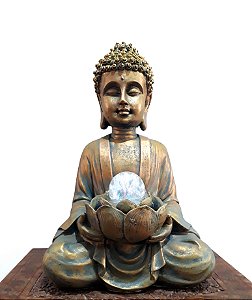 Fonte de Água Decorativa - Buda com Bola de Cristal