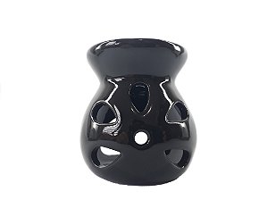 Aromatizador em Cerâmica Flores - Preto