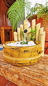 Fonte de Água Decorativa em Cerâmica e Bambu