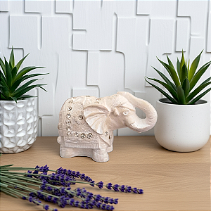 Elefante com Cristais Branco