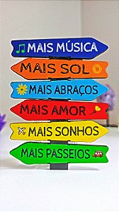Imã placa decorativa mais música, sol, abraços e amor