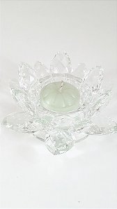 Castiçal Cristal Flor de Lótus