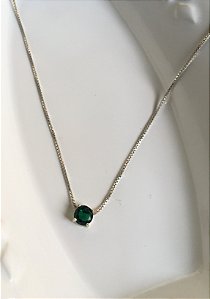 Colar com Pingente Galeria com Zircônia Verde Esmeralda  - Pata 925